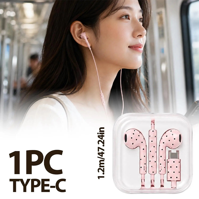 Earphone Tipe C Polka-dot Bint - Esports Gaming Earbuds ulasan dan harga
