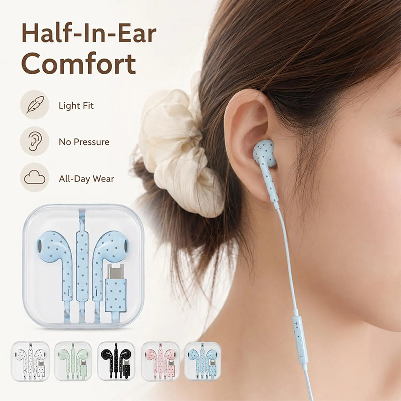 Earphone Tipe C Polka-dot Bint - Esports Gaming Earbuds ulasan dan harga