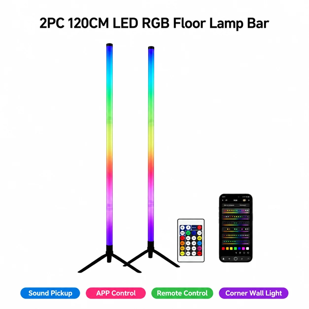 2PCS Lampu Lantai RGB 120CM, L - Esports In Gaming ulasan dan harga