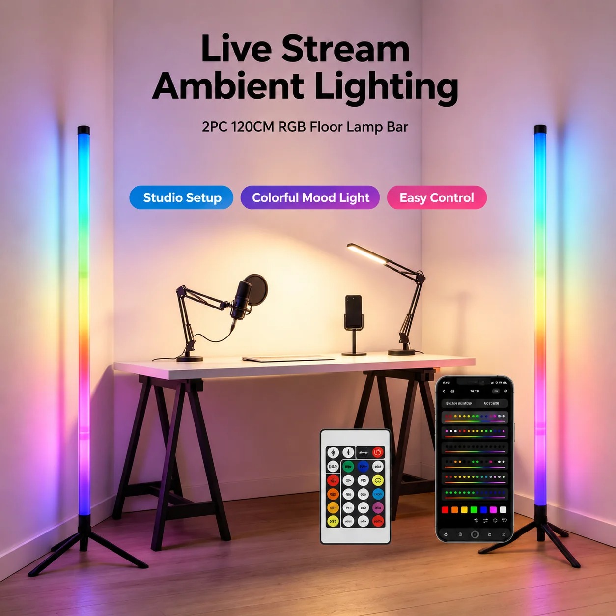 2PCS Lampu Lantai RGB 120CM, L - Esports In Gaming ulasan dan harga