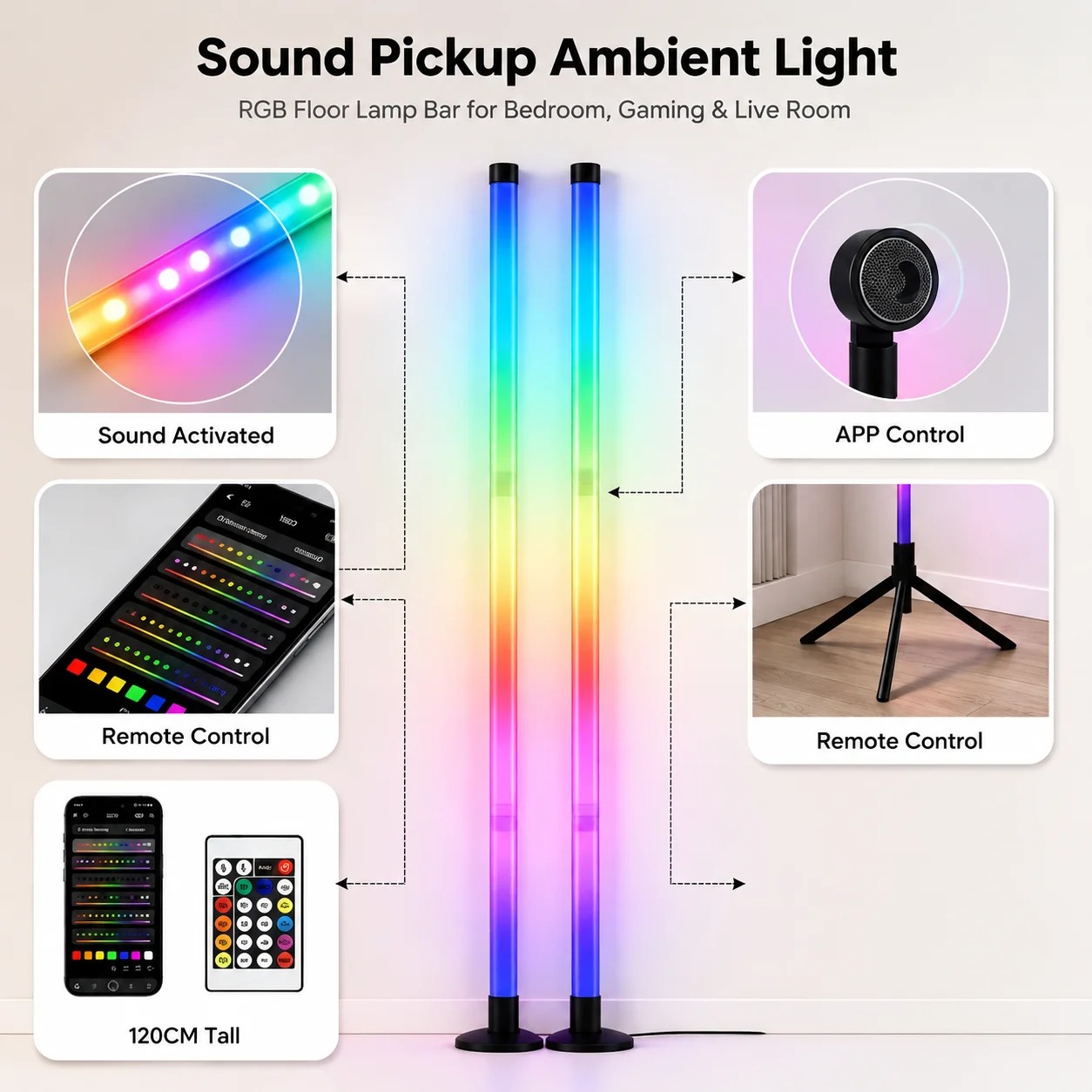 2PCS Lampu Lantai RGB 120CM, L - Esports In Gaming ulasan dan harga